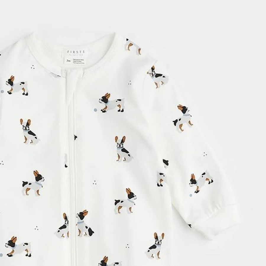 Kid PETIT LEM Sleepwear | Petit Lem- Baby Knit Sleeper Off White