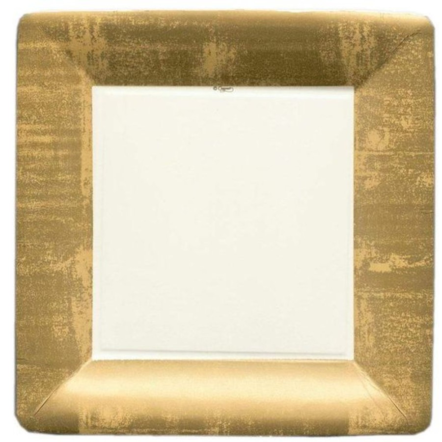 Cottage Kitchen CASPARI Disposable Plates | Caspari- Gold Leaf Paper Plate