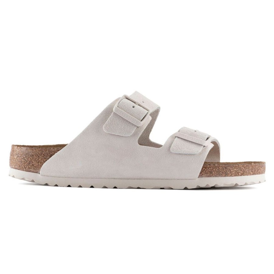 Women BIRKENSTOCK Sandals | Birkenstock- Women'S Arizona Soft Footbed Suede Leather Sandal White