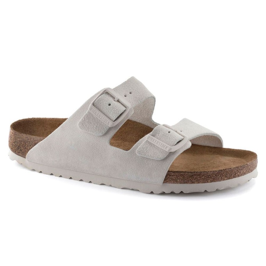 Women BIRKENSTOCK Sandals | Birkenstock- Women'S Arizona Soft Footbed Suede Leather Sandal White