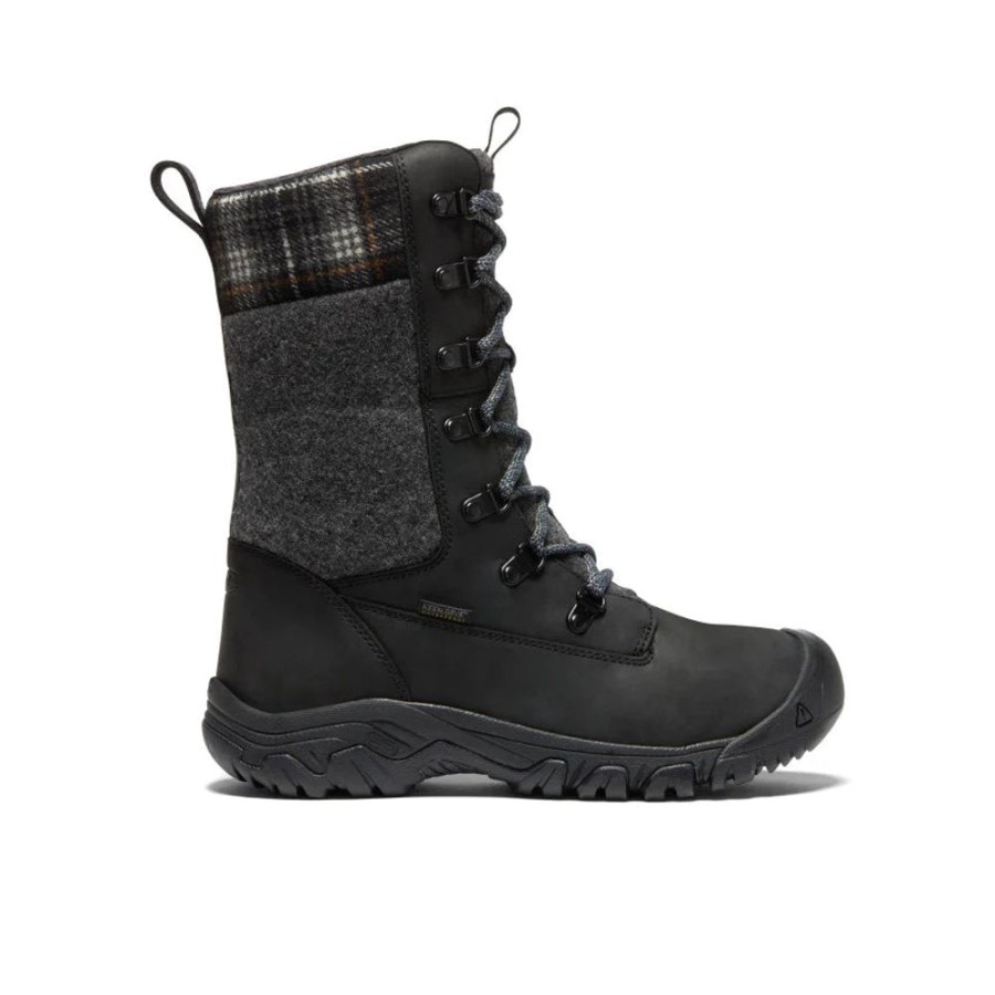 Women KEEN Winter Boots | Keen- Women'S Greta Tall Waterproof Boot Blk-Blk Plaid