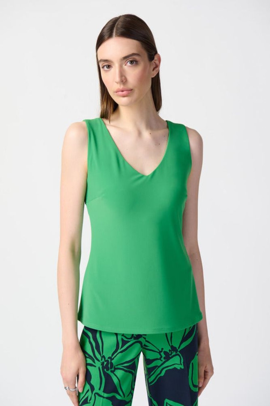 Women JOSEPH RIBKOFF Tops | Joseph Ribkoff- V-Neck Sleeveless Top Island Green