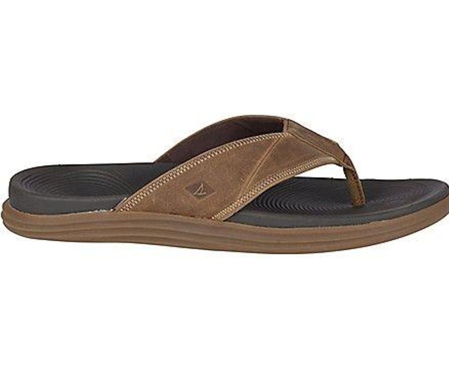 Men SPERRY Sandals | Sperry- Regatta Flip-Flop Brown