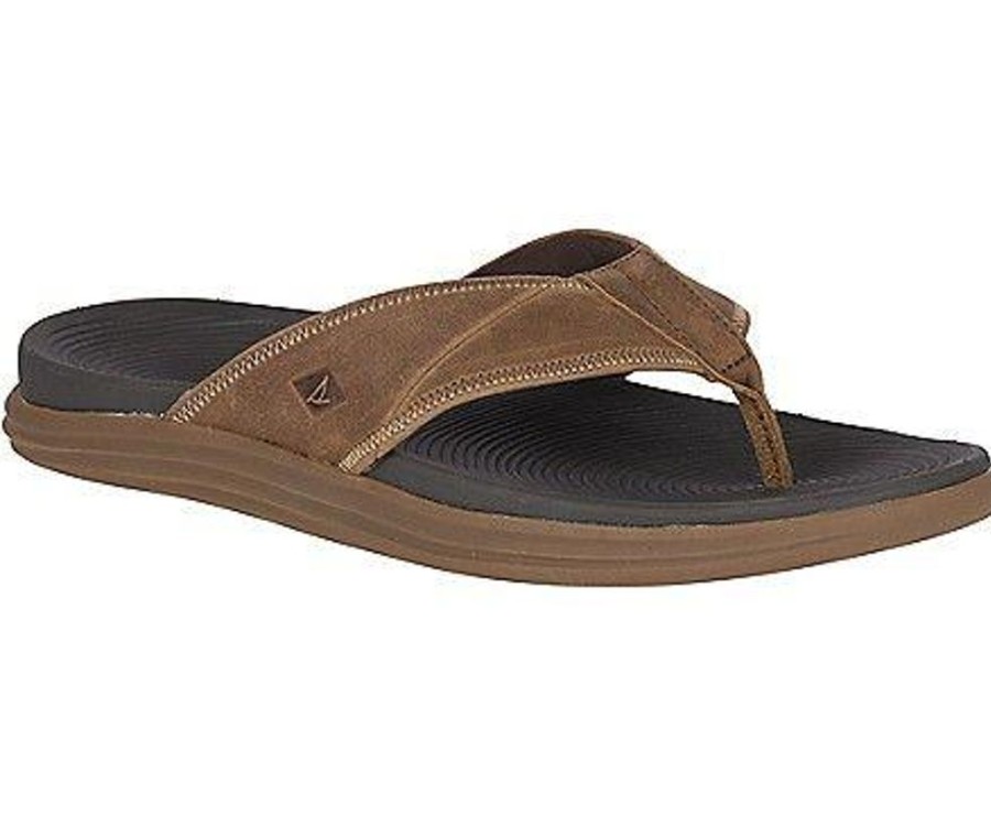 Men SPERRY Sandals | Sperry- Regatta Flip-Flop Brown