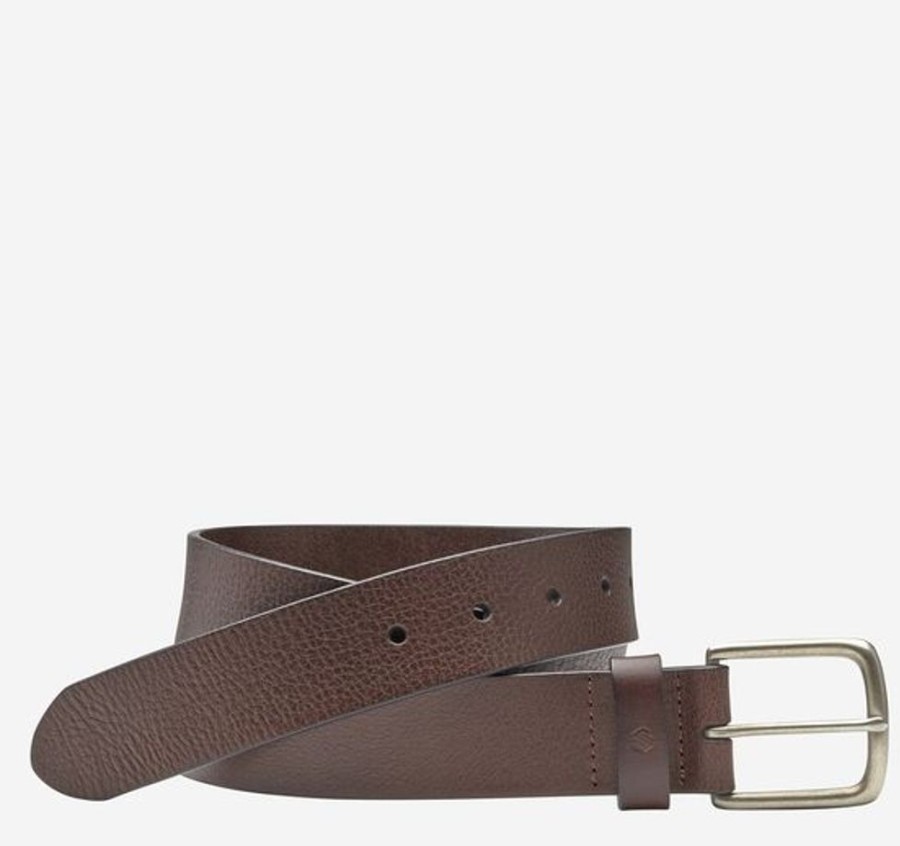 Men JOHNSTON & MURPHY Belts | Johnston & Murphy- Men'S Tumbled Straight Edge Belt Brown