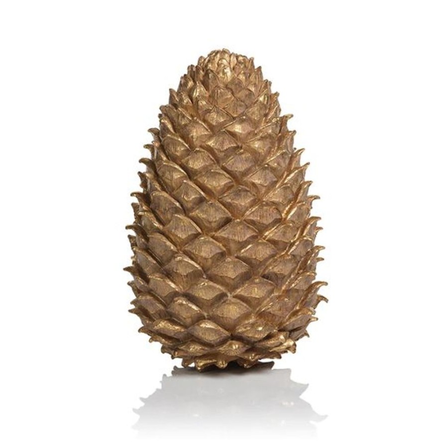 Cottage Kitchen SCHAUBEN & CO Decor | Zodax- Golden Decorative Pine Cone-Large