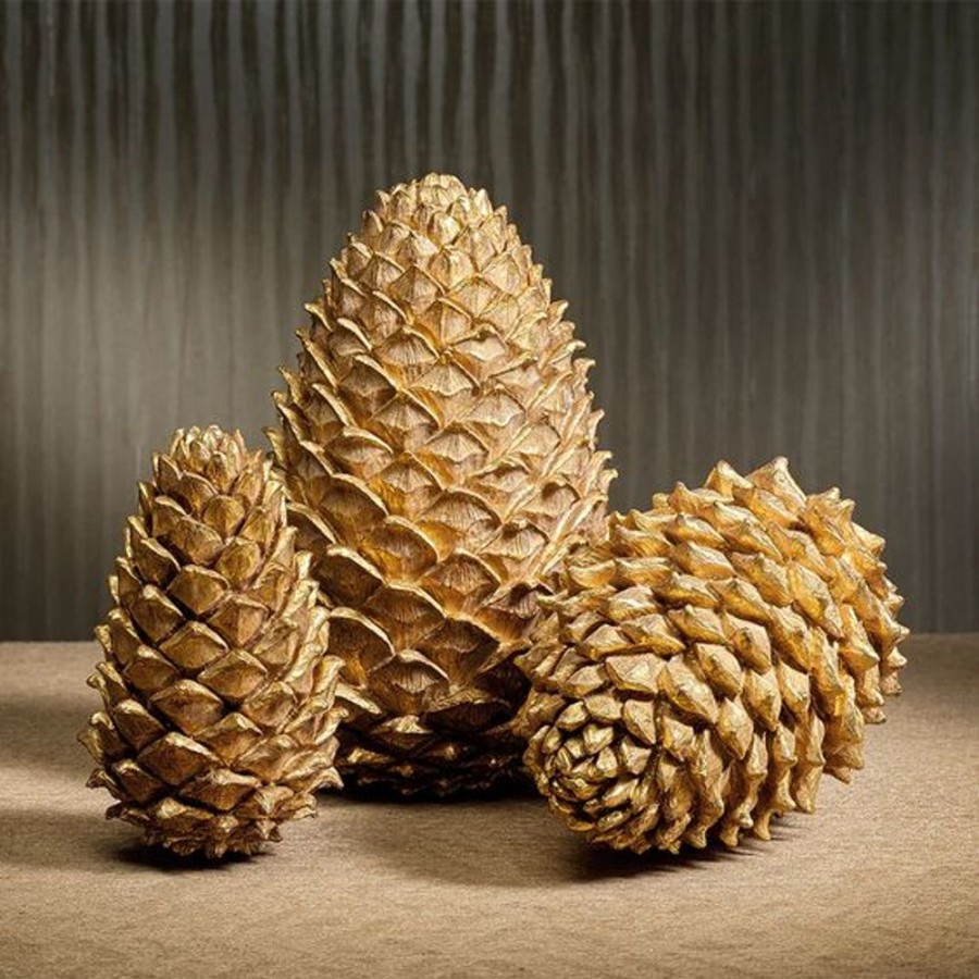 Cottage Kitchen SCHAUBEN & CO Decor | Zodax- Golden Decorative Pine Cone-Large