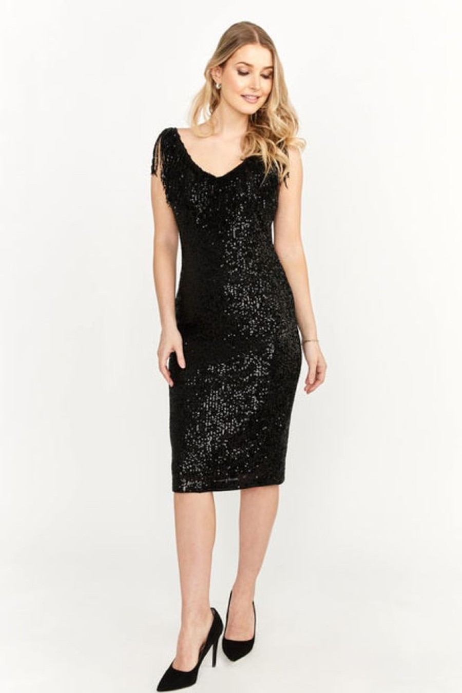 Women FRANK LYMAN Dresses | Frank Lyman- All-Over Sequin Gown Black