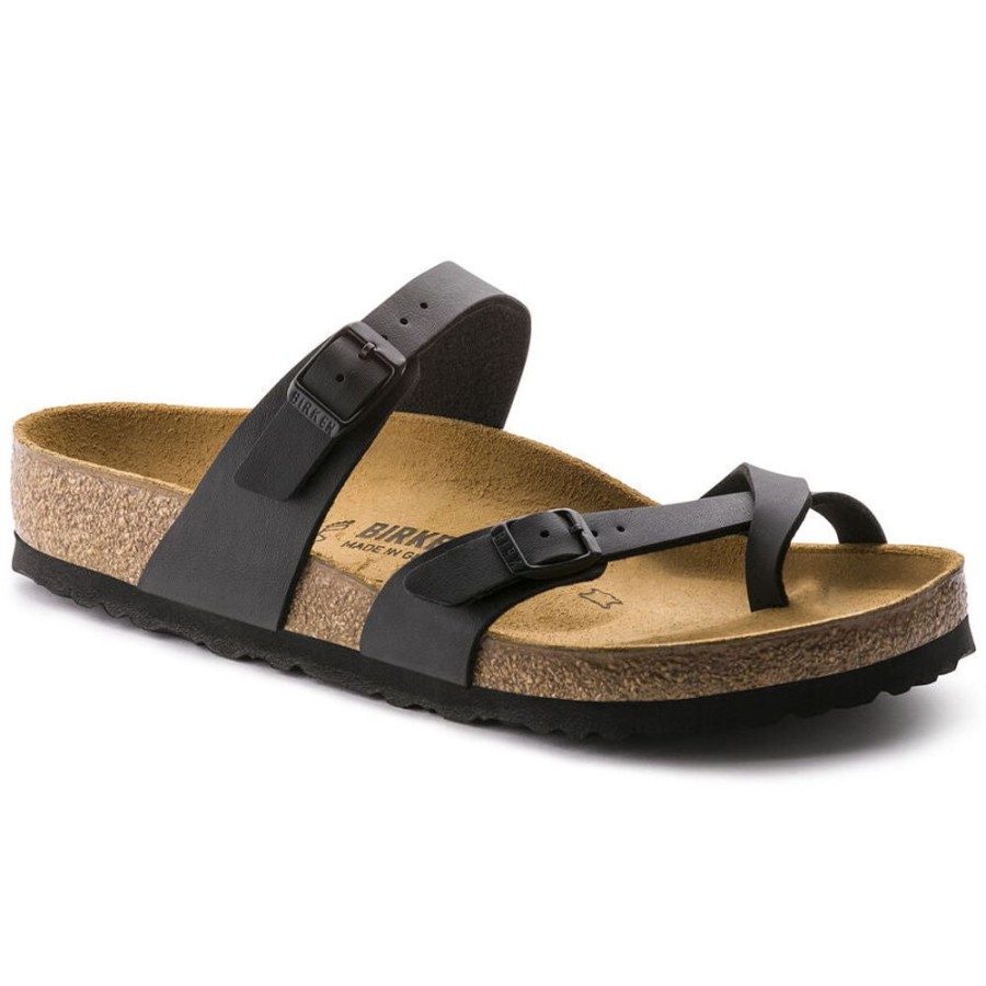 Women BIRKENSTOCK Sandals | Birkenstock- Women'S Mayari Birko-Flor Sandal Smooth Black Leather