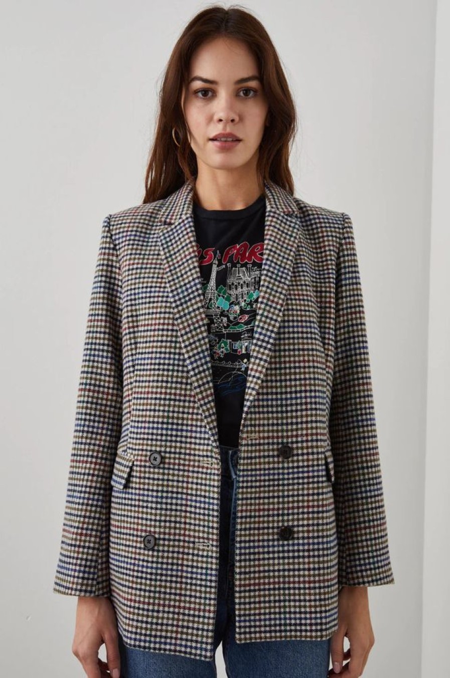 Women RAILS Coats & Jackets | Rails- Jac Blazer Cardinal Pine Multi