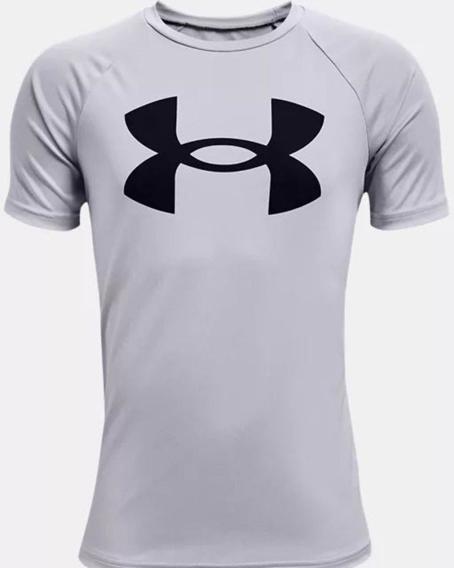 Kid UNDER ARMOUR Tops | Under Armour- Boys' Ua Tech™ Big Logo Short Sleeve Grey