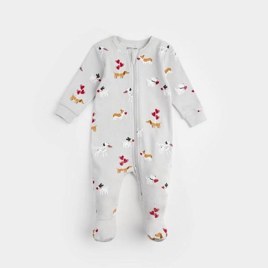 Kid PETIT LEM Sleepwear | Petit Lem- Baby Knit Sleeper Light Grey