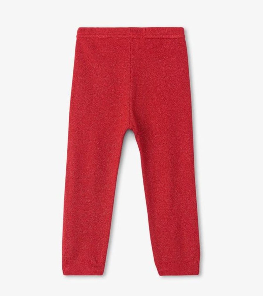 Kid HATLEY Bottoms | Hatley- Baby Red Shimmer Cable Knit Leggings Chex Red