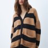 Women LINE Tops | Line- Ladies Phillie Cardigan Walnut Stripe