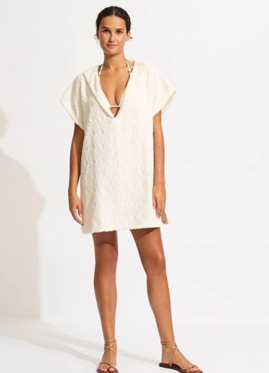 Women SEAFOLLY Cover-Ups | Seafolly- Birds Of Paradise Towel Poncho Latte