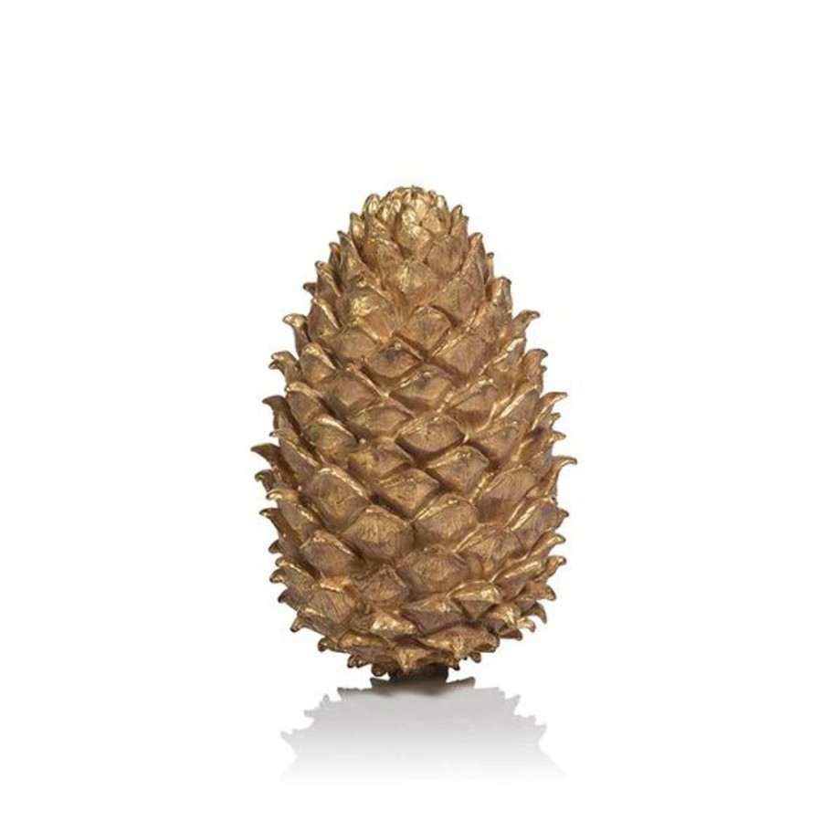 Cottage Kitchen SCHAUBEN & CO Decor | Zodax- Golden Decorative Pine Cone-Medium