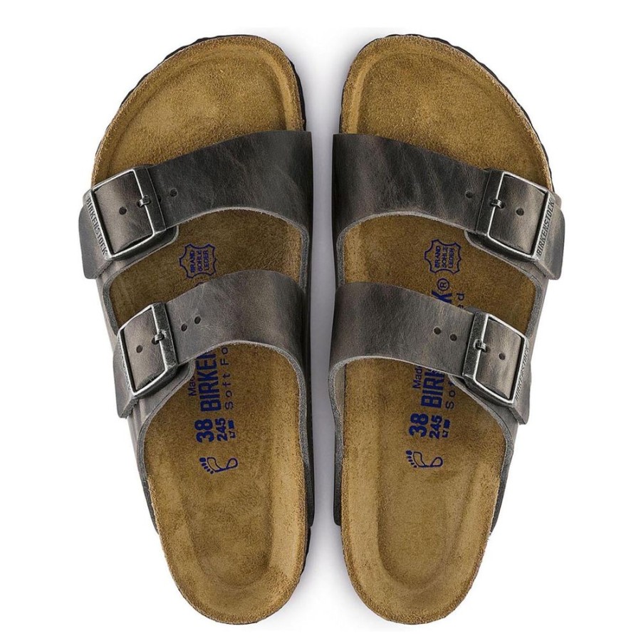 Men BIRKENSTOCK Sandals | Birkenstock Men'S Arizona Soft Footbed Iron