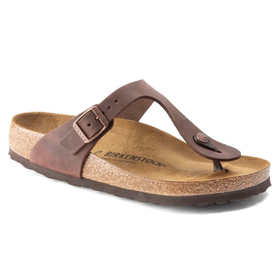 Women BIRKENSTOCK Sandals | Birkenstock- Women'S Gizeh Oiled Leather Sandal Habana