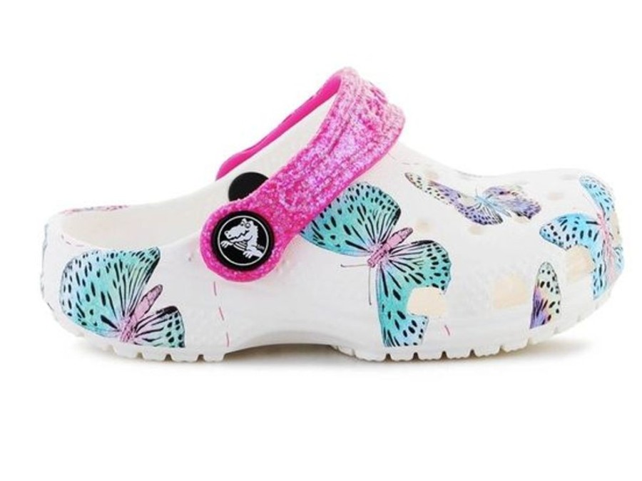 Kid CROCS Casual Footwear | Crocs- Big Kids Classic Butterfly Clog White Multi