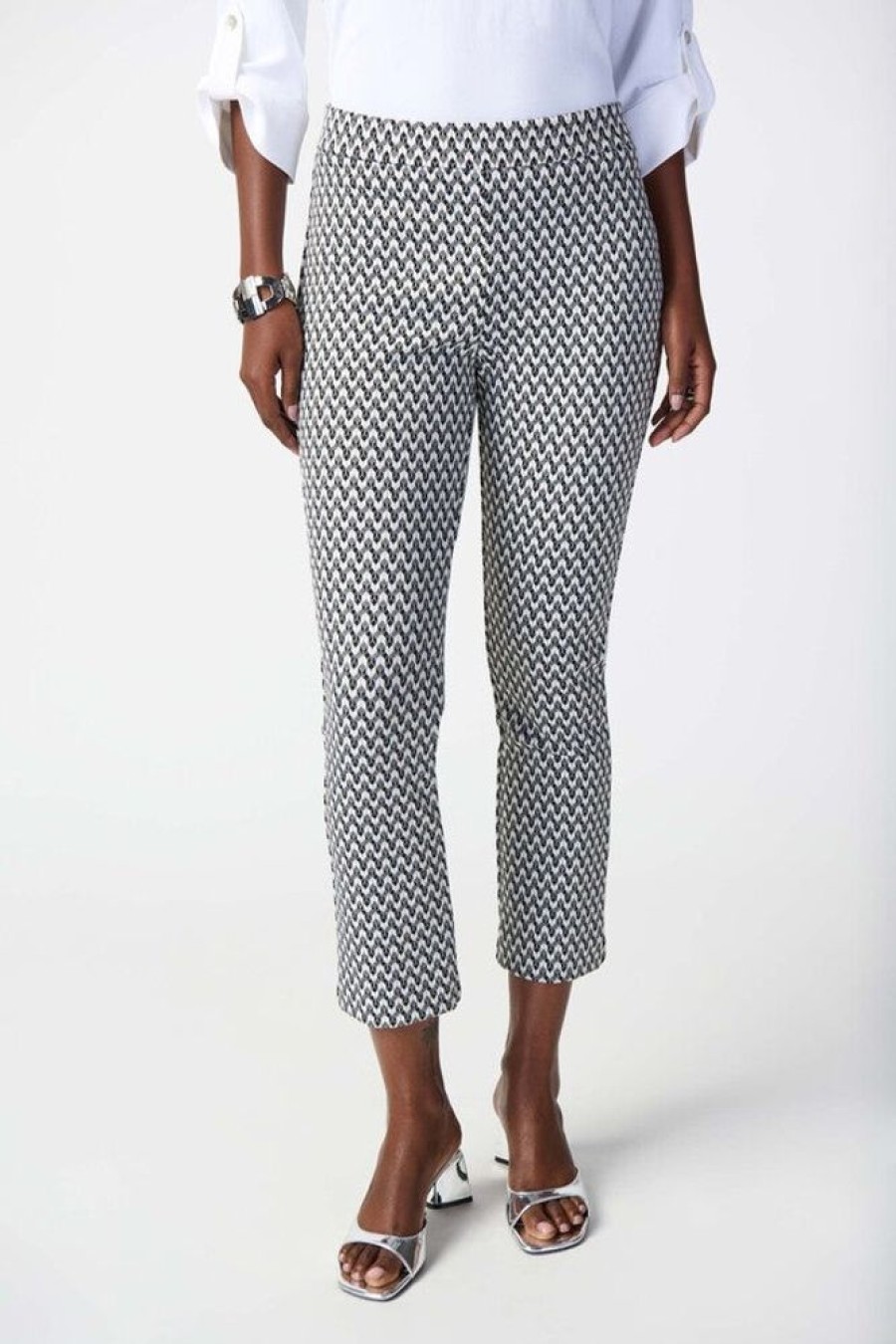 Women JOSEPH RIBKOFF Bottoms | Joseph Ribkoff- Geo Print Capris Black White