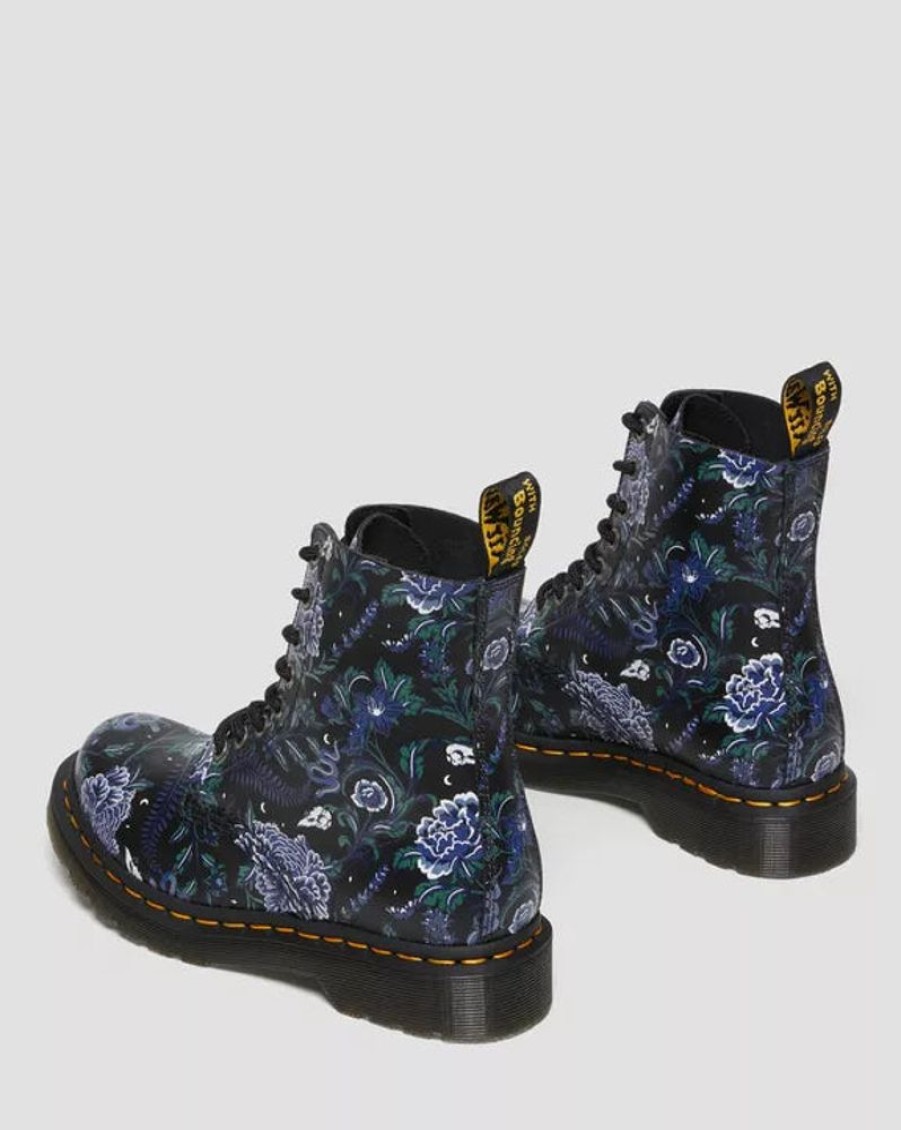 Women DR. MARTENS Casual Footwear | Dr. Martens- 1460 Pascal Women'S Mystic Floral Lace Up Boots Blk Garden Floral