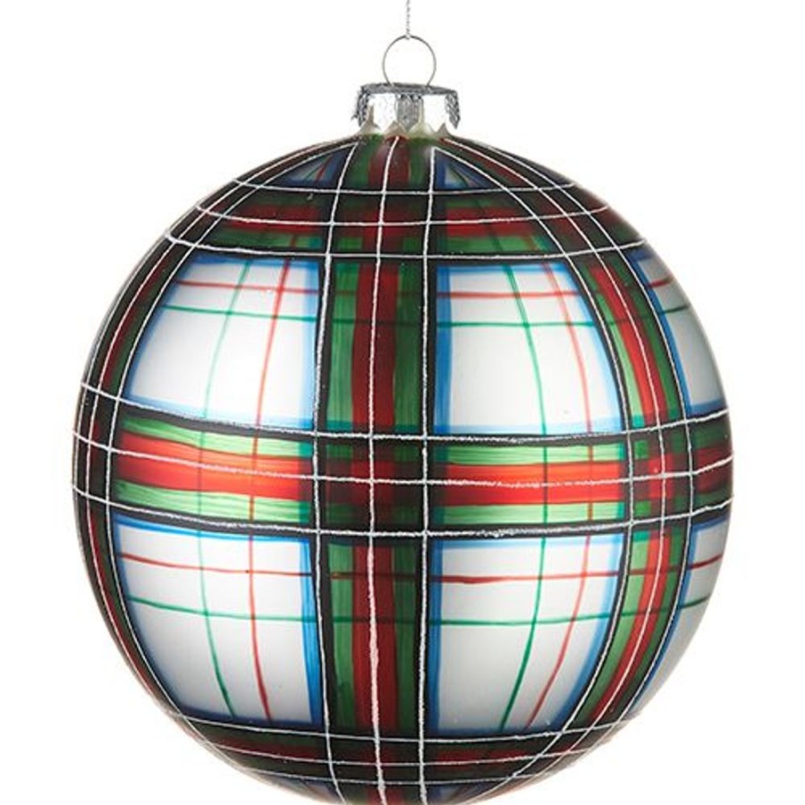 Cottage Kitchen RAZ IMPORTS Ornaments | Raz Import- Plaid Ball Ornament