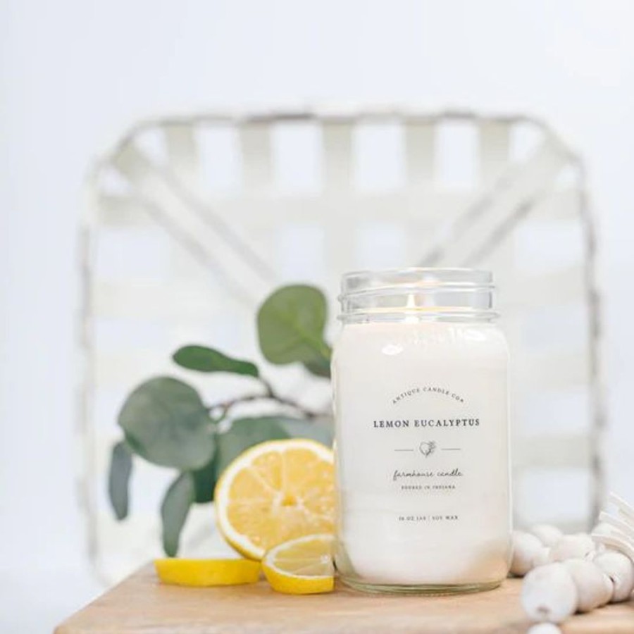 Cottage Kitchen ANTIQUE CANDLE CO Candles | Antiqu Candle Co- Lemon Eucaltyptus 16 Oz Candle