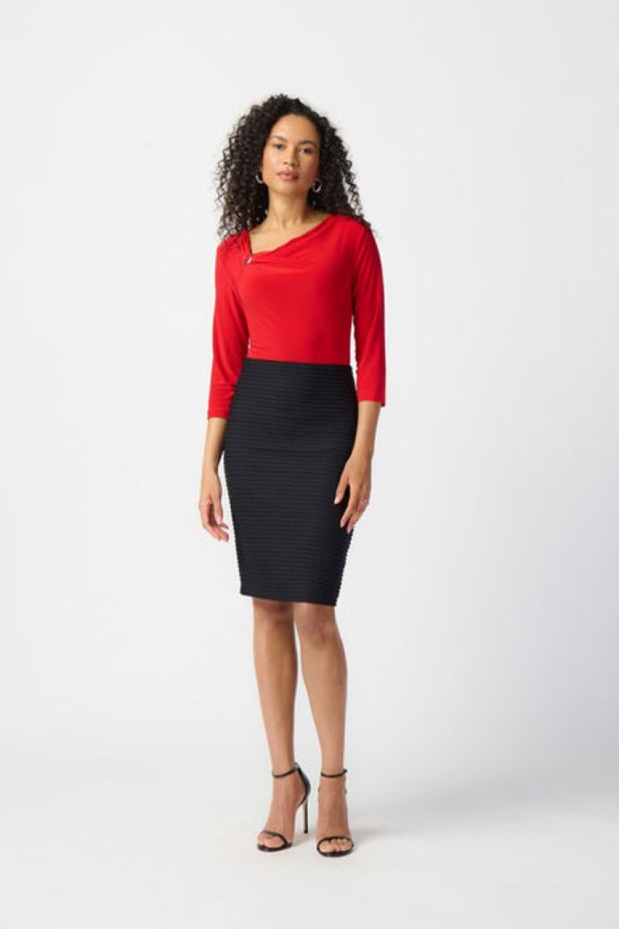 Women JOSEPH RIBKOFF Bottoms | Joseph Ribkoff- Textured Pencil Skirt Black