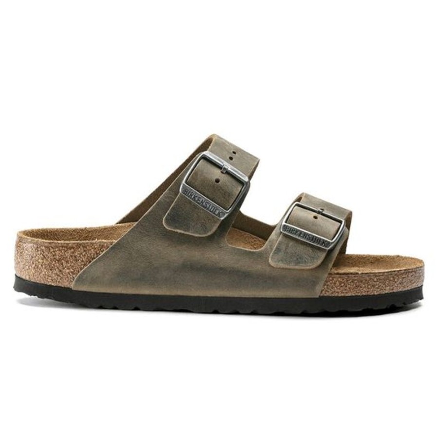 Men BIRKENSTOCK Sandals | Birkenstock- Men'S Arizona Sfb Oiled Leather Sandal Faded Khaki