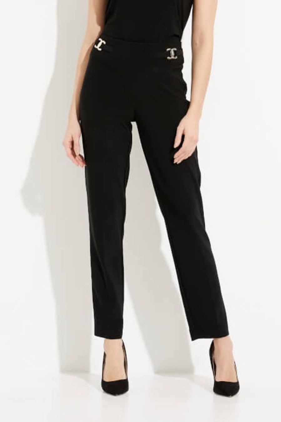 Women JOSEPH RIBKOFF Bottoms | Joseph Ribkoff- Buckle Detail Pant Black