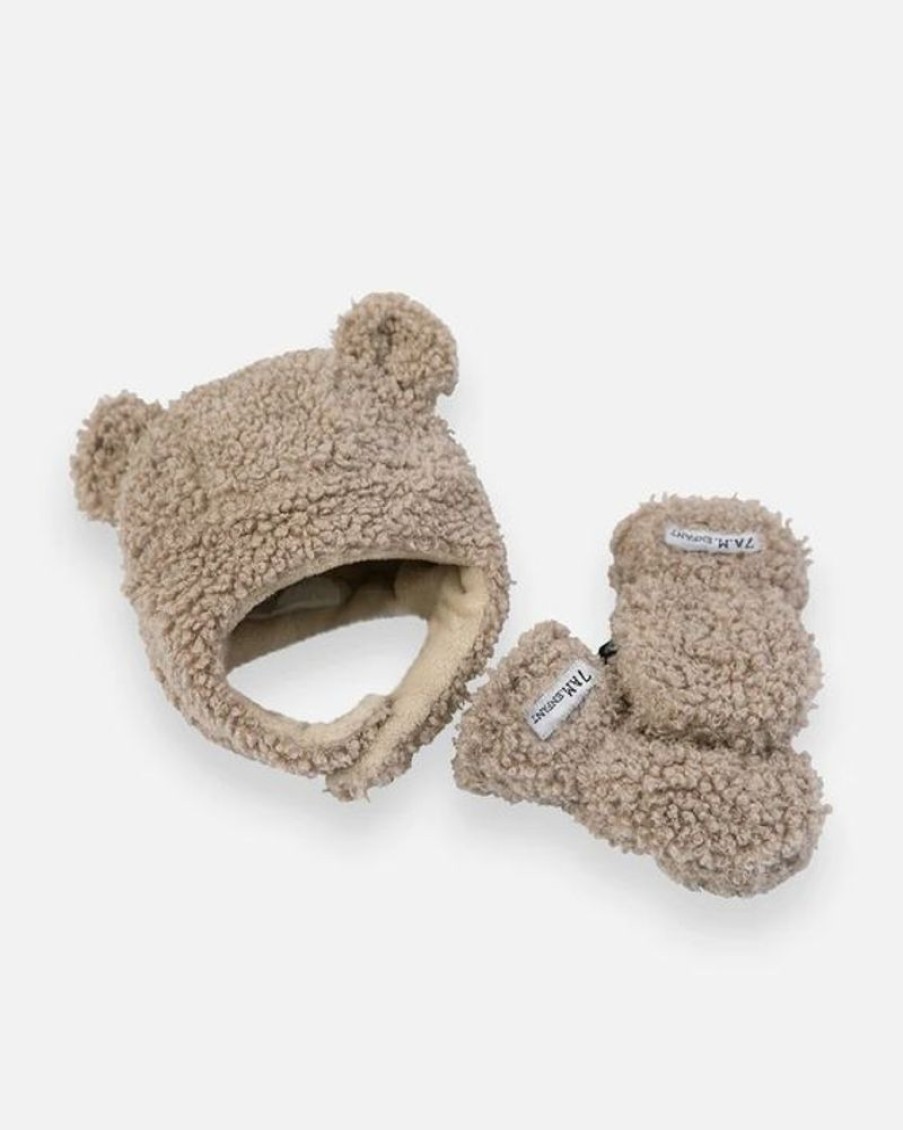 Kid 7AMENFANT Gloves | 7Am Enfant- Baby Cub Set Teddy Oatmeal