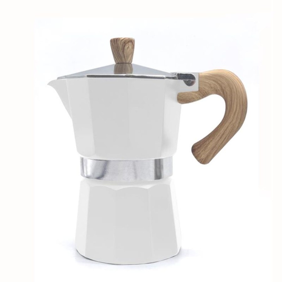 Cottage Kitchen DANESCO Barware | Cafe Culture-Stovetop Espresso Maker 3 Cup White