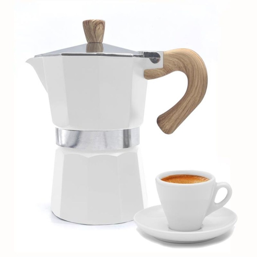 Cottage Kitchen DANESCO Barware | Cafe Culture-Stovetop Espresso Maker 3 Cup White