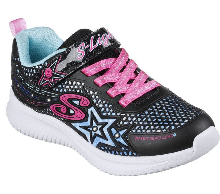 Kid SKECHERS Sneakers | Skechers- Kids S Lights: Jumpsters- Wishful Star Blk-Pink