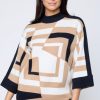 Women CARRE NOIR Tops | Carre Noir- Knit Sweater 6571 Black-Beige