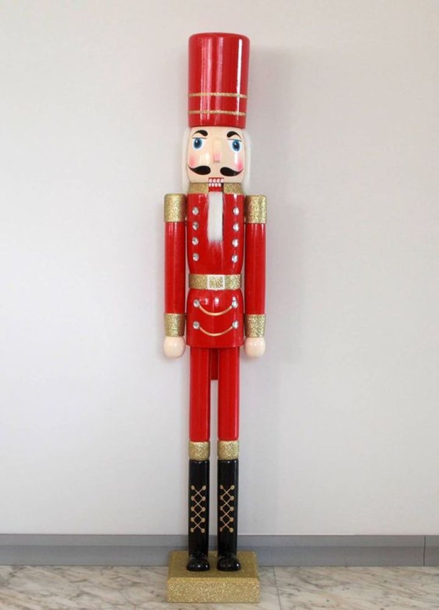 Cottage Kitchen 8 OAK LANE Decor | 8 Oak Lane- Red 4Ft Wooden Nutcracker