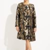 Women JOSEPH RIBKOFF Coats & Jackets | Joseph Ribkoff- Foil Leaf Open Front Coat Black-Bronze