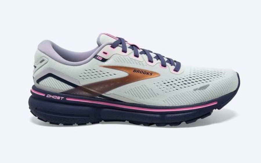 Women BROOKS Athletic Footwear | Brooks- Women'S Ghost 15 Athletic Shoe Spa Blue-Neo Pink