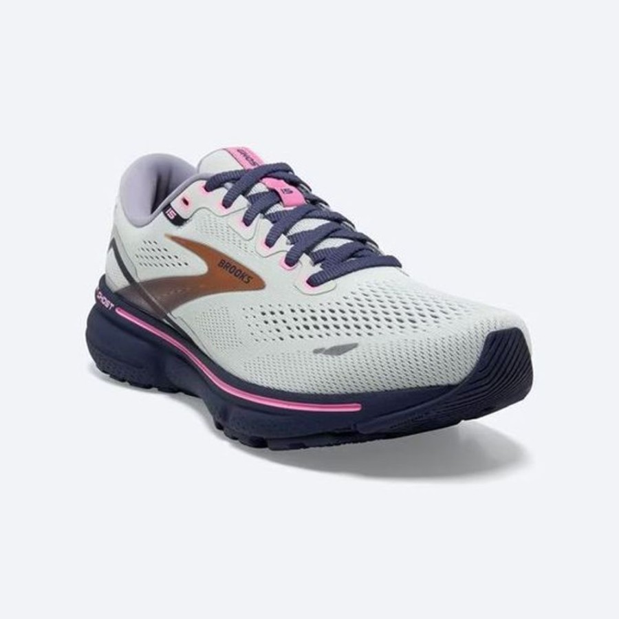 Women BROOKS Athletic Footwear | Brooks- Women'S Ghost 15 Athletic Shoe Spa Blue-Neo Pink