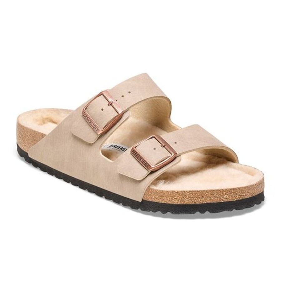 Women BIRKENSTOCK Sandals | Birkenstock- Women'S Arizona Sherling Sandal Gray Taupe