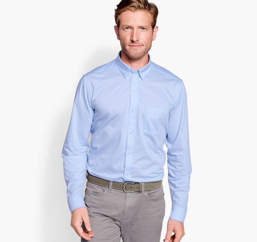 Men JOHNSTON & MURPHY Tops | Johnston & Murphy- Men'S Xc Flex® Stretch Long-Sleeve Shirt Blue Birdseye