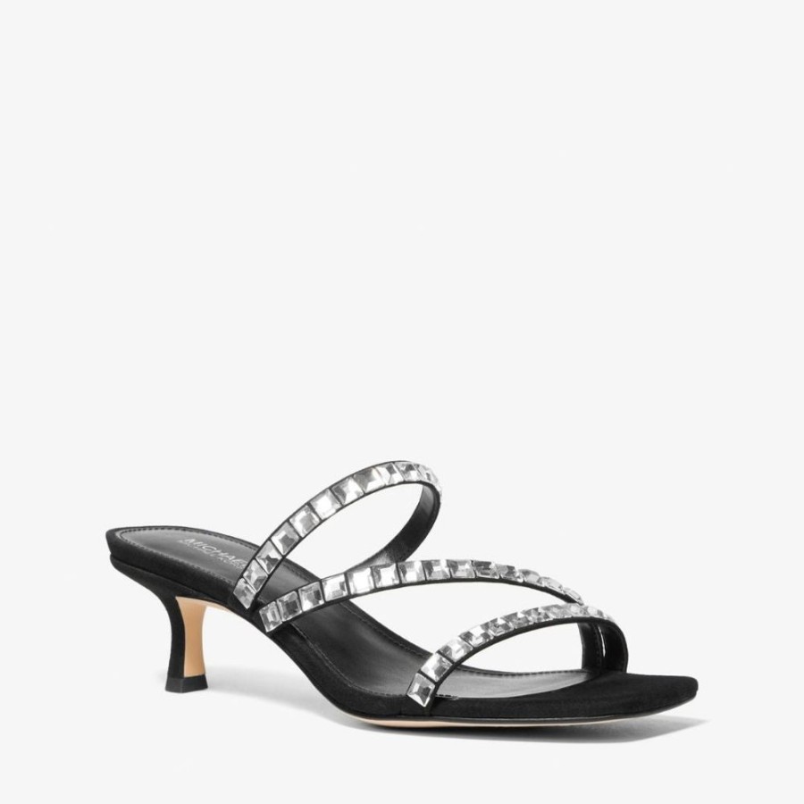 Women MICHAEL KORS Dress Shoes | Michael Kors- Women'S Celia Kitten Slide Dress Sandal Black