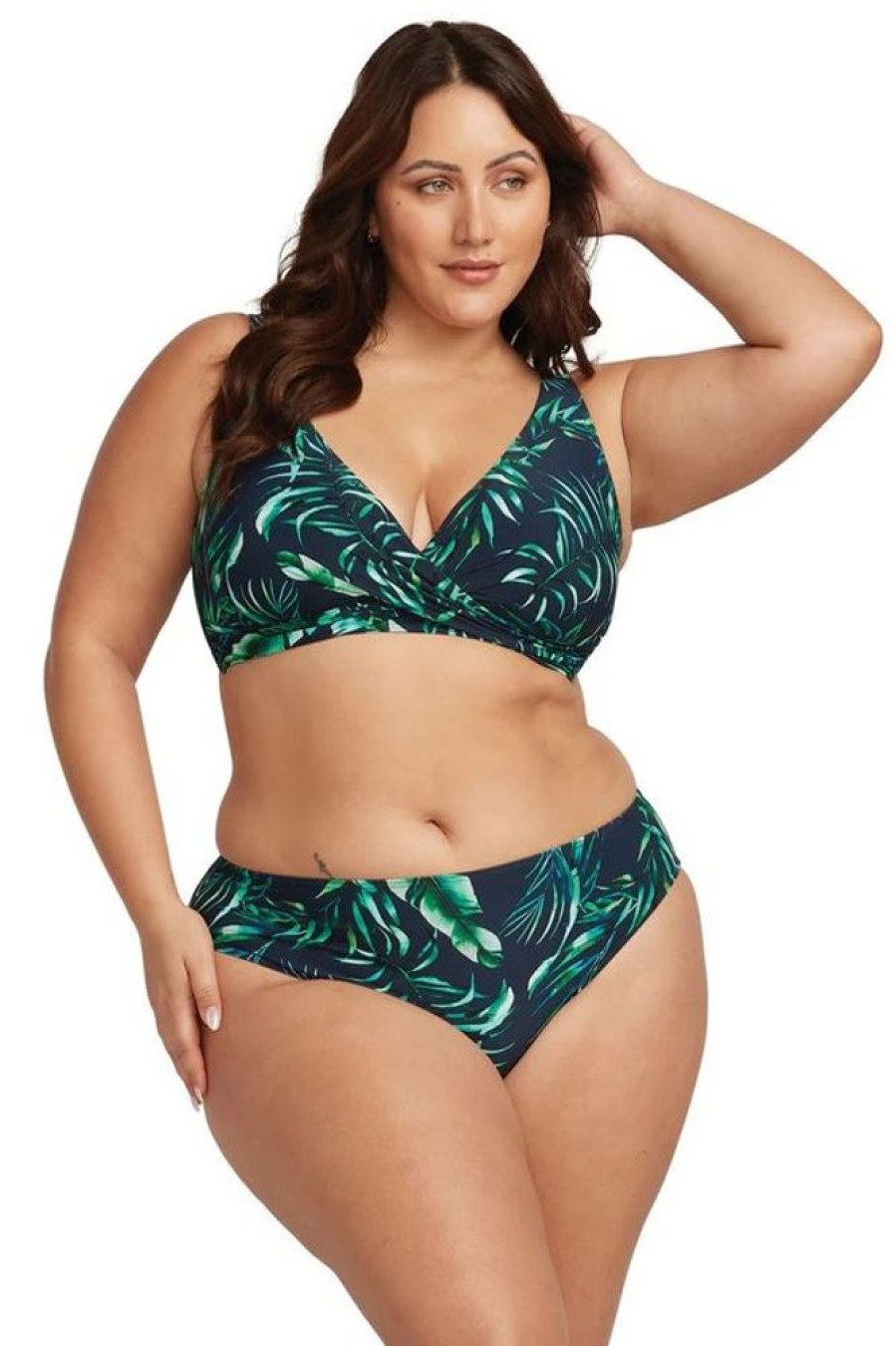 Women ARTESANDS Tops | Artesands- Ladies Palmspiration Delacroix Swim Top Dark Navy