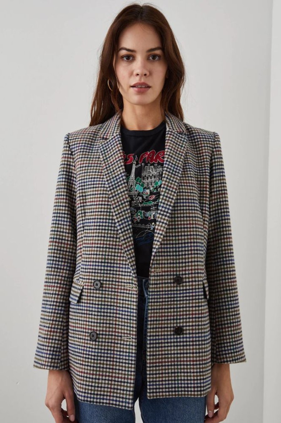 Women RAILS Tops | Rails- Jac Blazer Cardinal Pine Multi