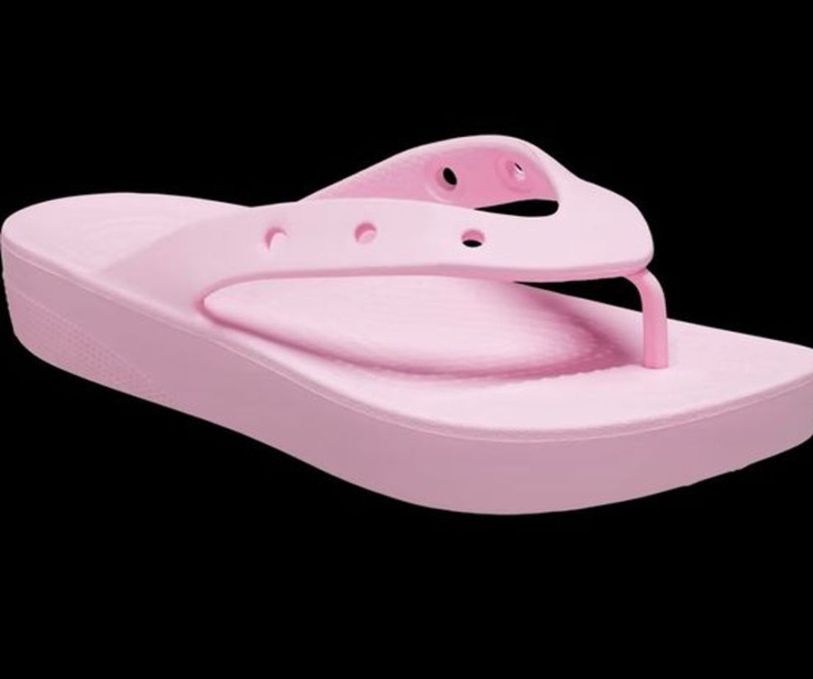 Women CROCS Casual Footwear | Crocs- Women'S Platform Flip Sandal Flamingo