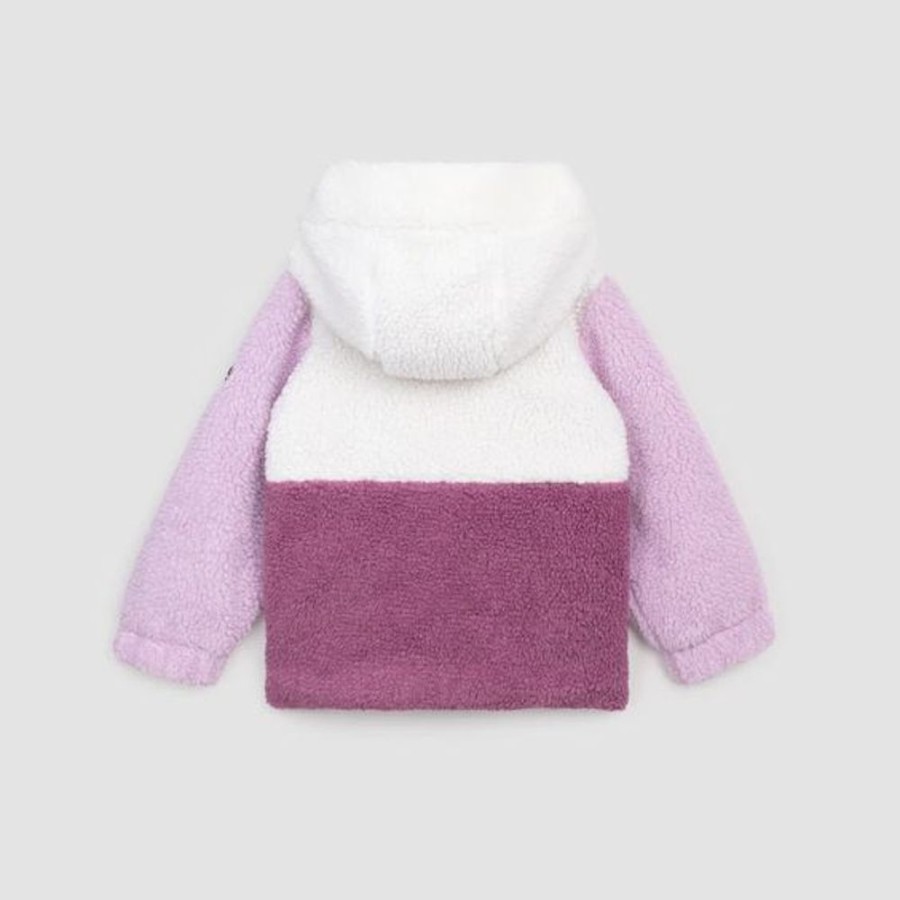 Kid MILES THE LABEL Jackets & Outwear | Miles The Label- Kids Hooded Colour Block Sherpa Jacket Pink