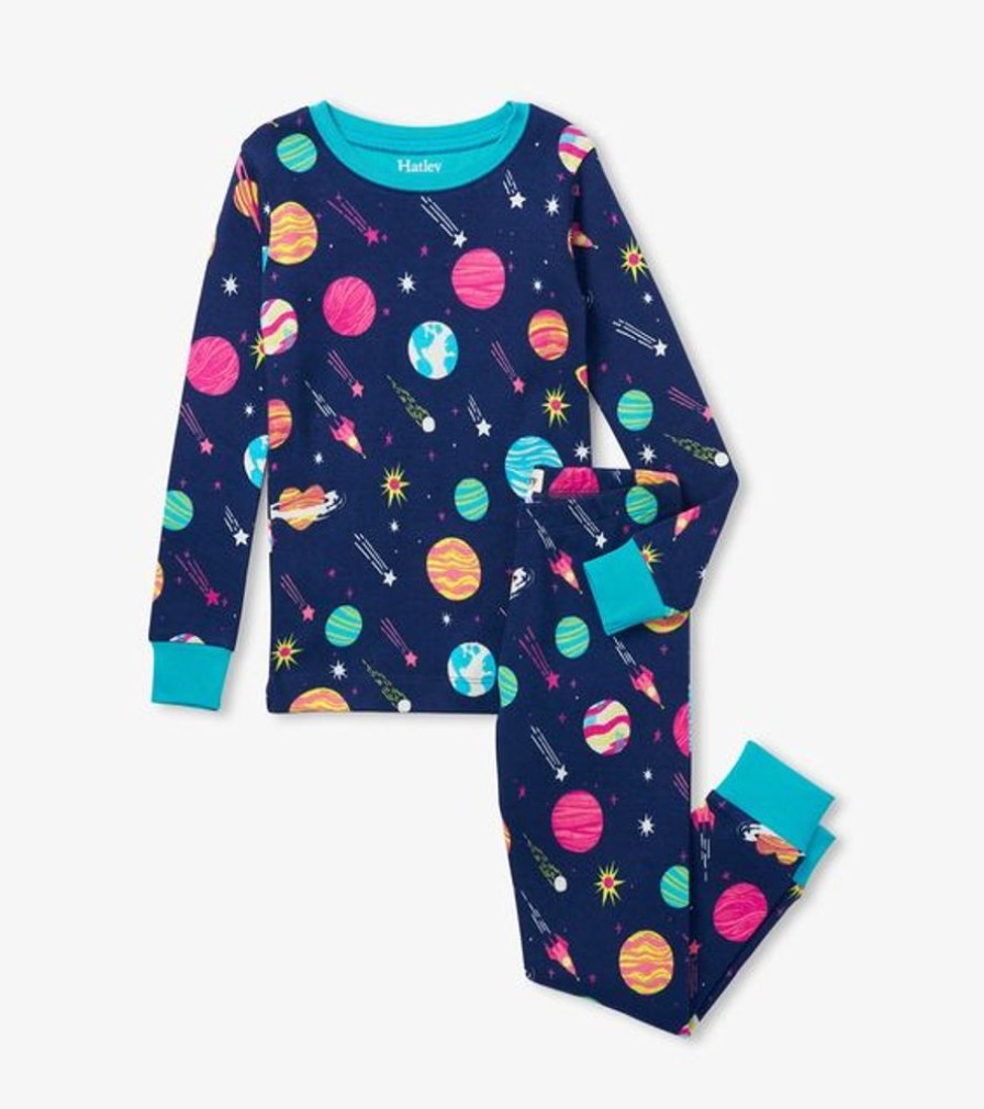 Kid HATLEY Sleepwear | Hatley- Girls Intersteallar Pj Set Patriot Blue