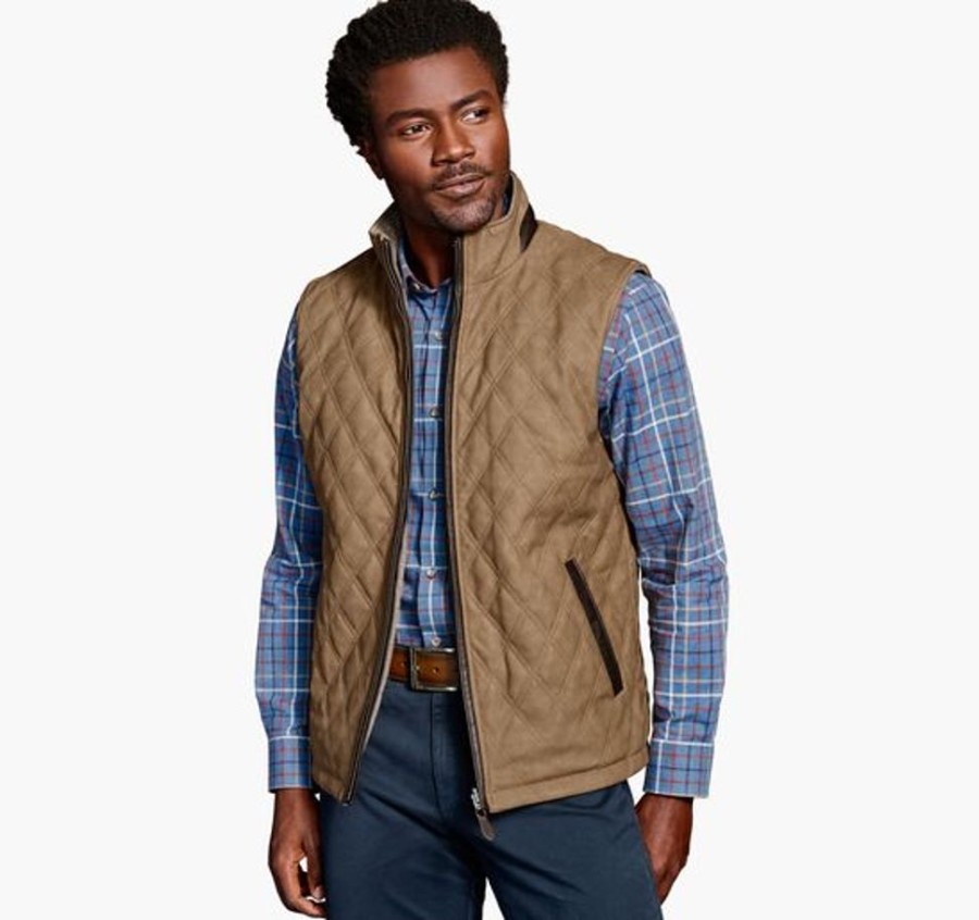 Men JOHNSTON & MURPHY Coats & Jackets | Johnston & Murphy- Men'S Reversible Vest Camel Brown