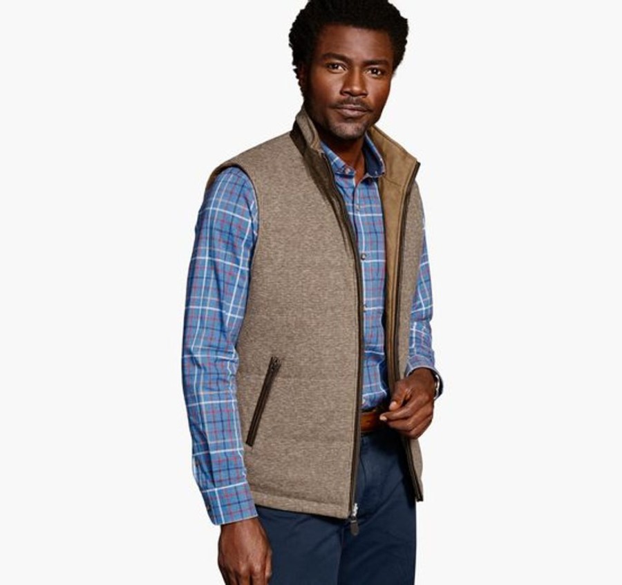 Men JOHNSTON & MURPHY Coats & Jackets | Johnston & Murphy- Men'S Reversible Vest Camel Brown