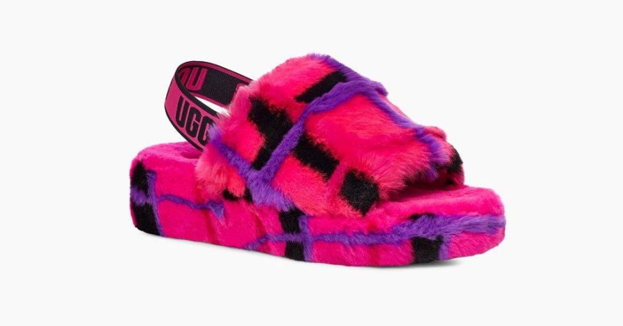 Women UGGS Sandals | Ugg- Ladies Fluff Yeah Slide Plaid Punk